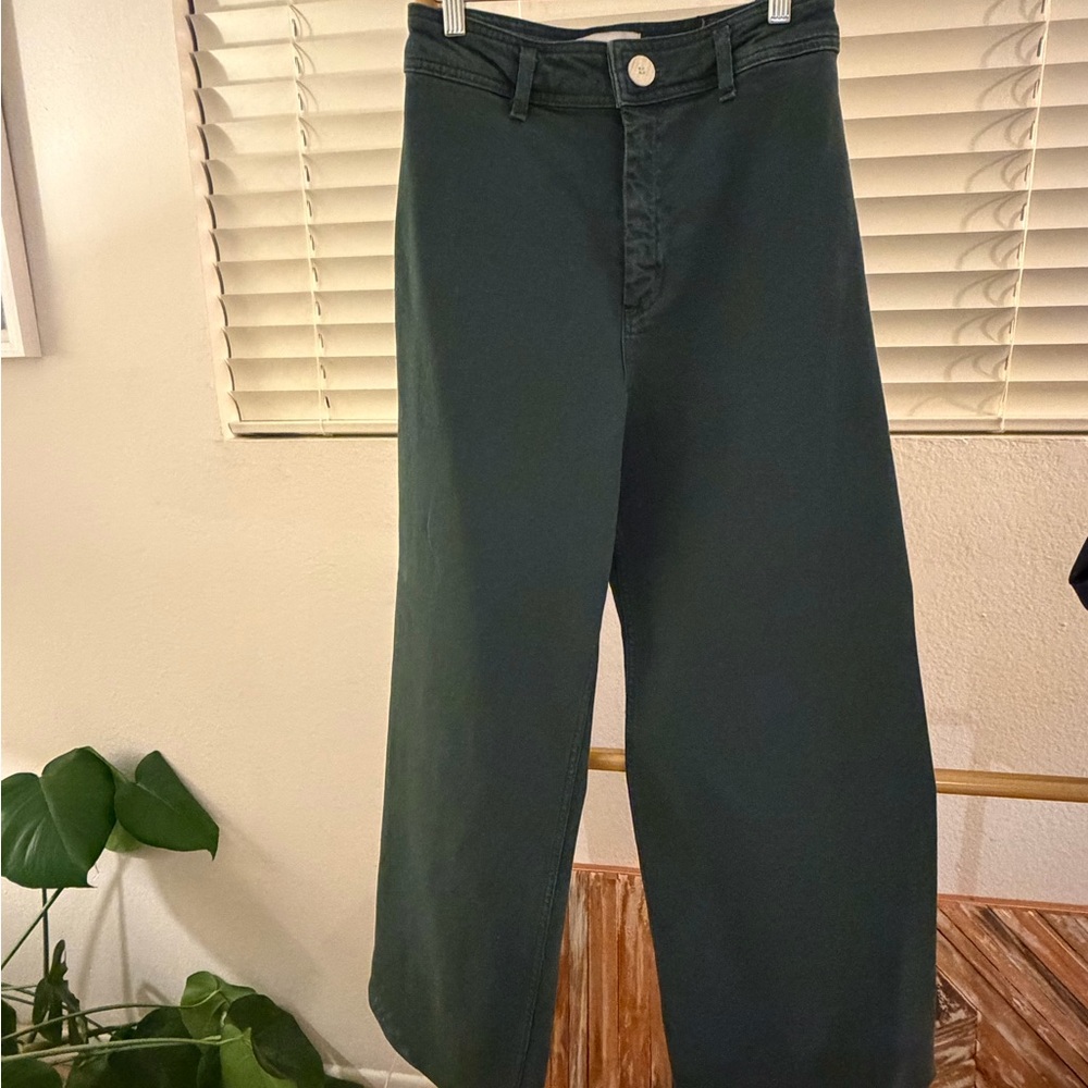 Zara Green Marine Straight Pants